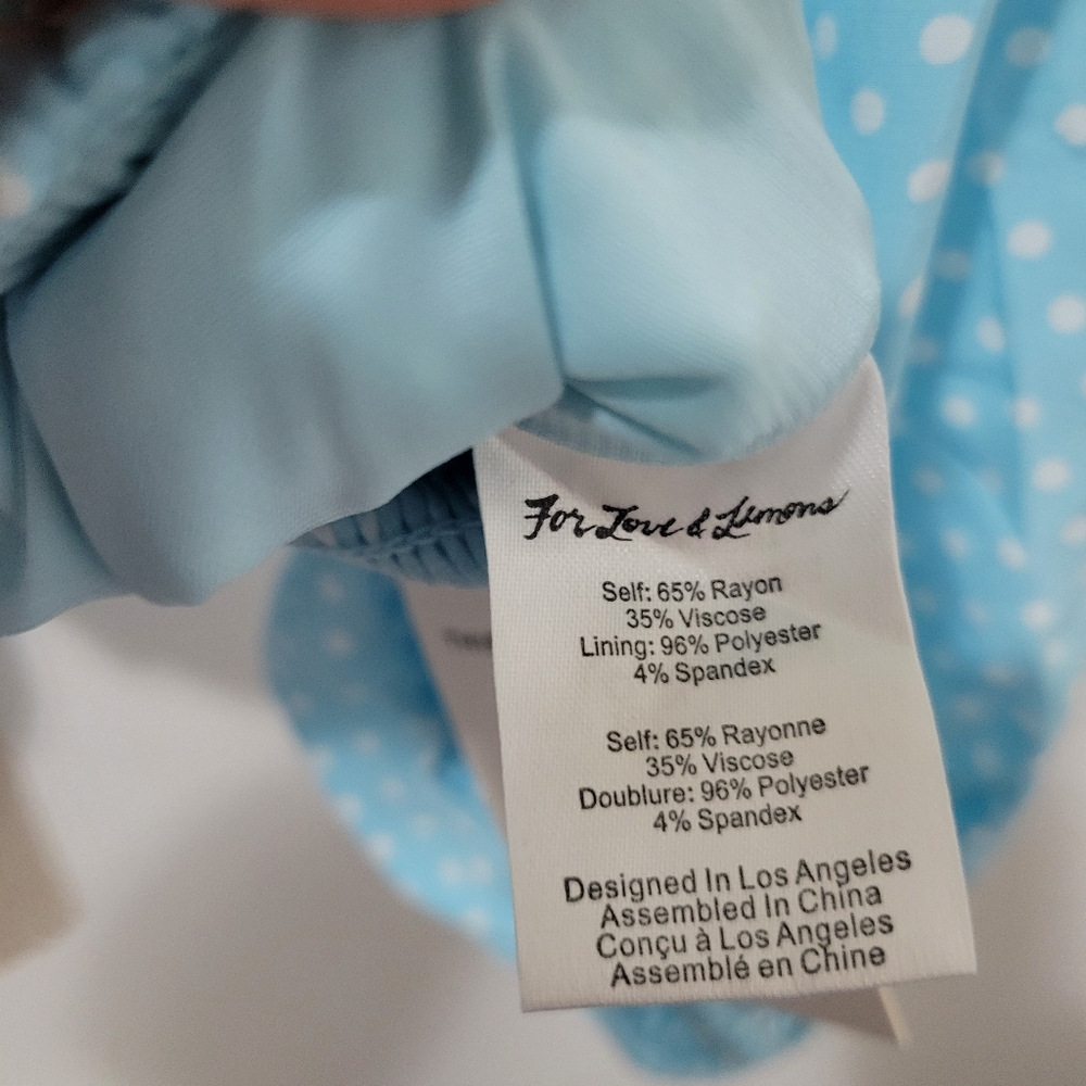 For Love & Lemons Polka Dot Crop Top With Puff Sleeves Size Medium - Picture 4 of 7